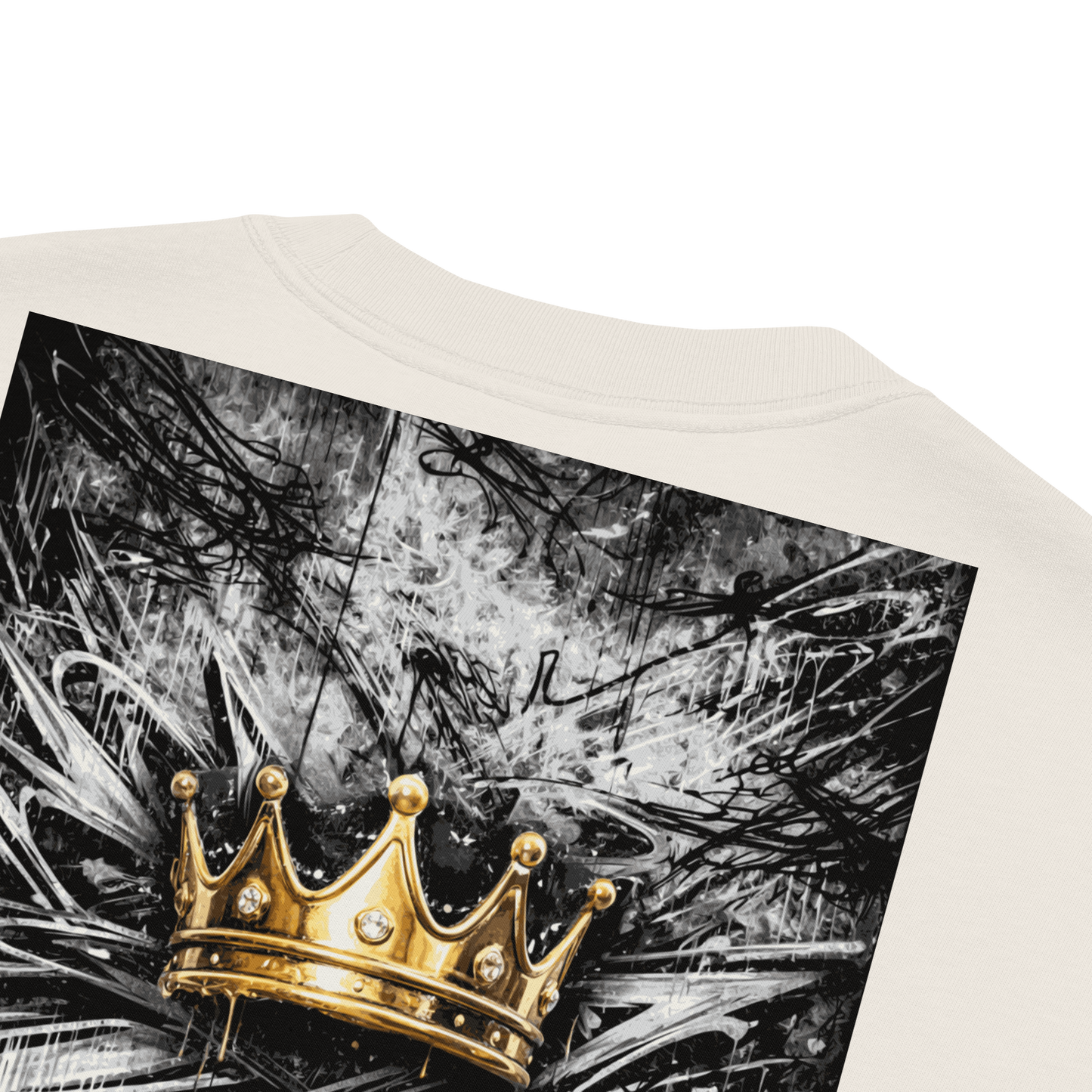 Crown Statement Oversized Tee – Bone