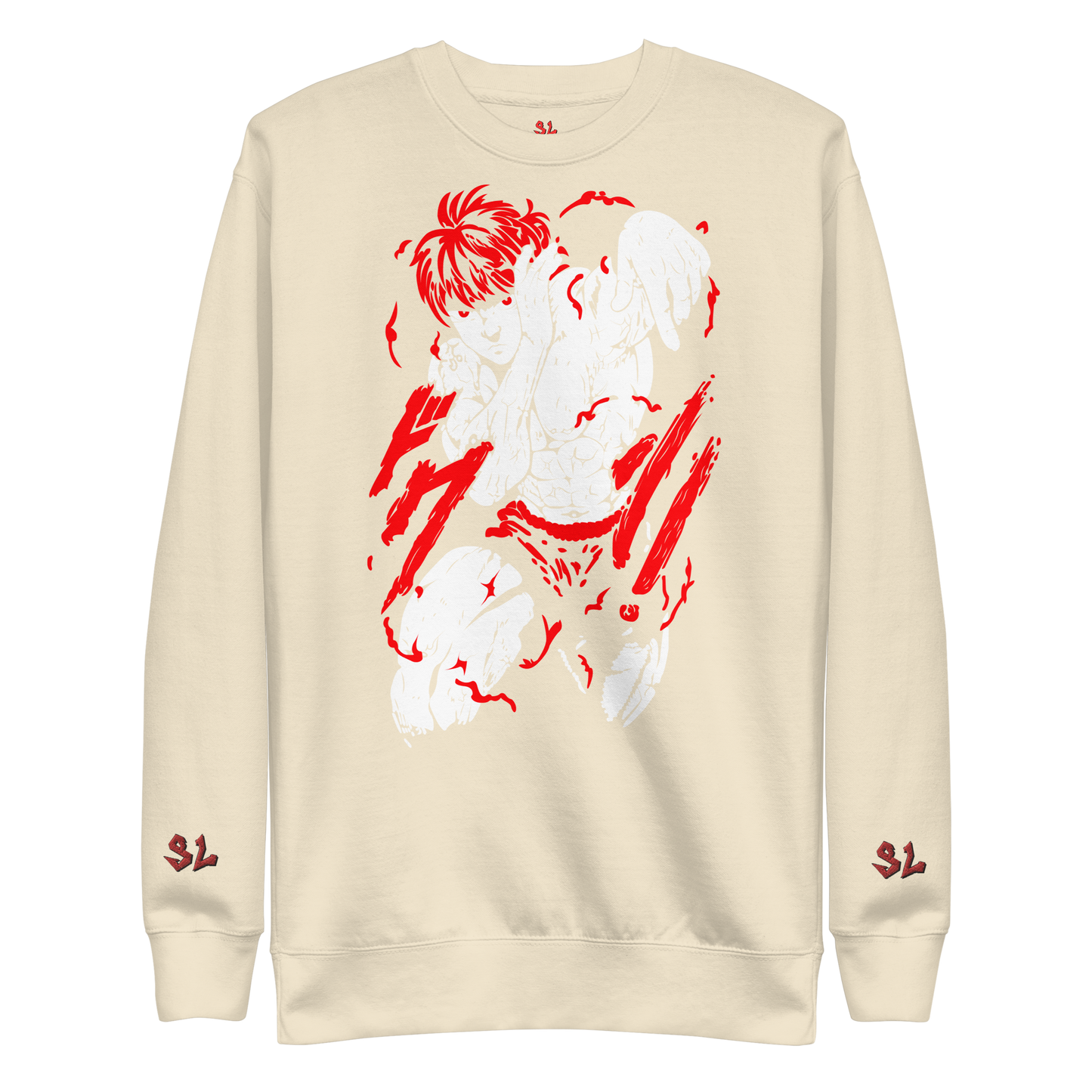 Premium Sweatshirt with Embroidery RED-LOGO | STAYLACRA Anime Collection 1