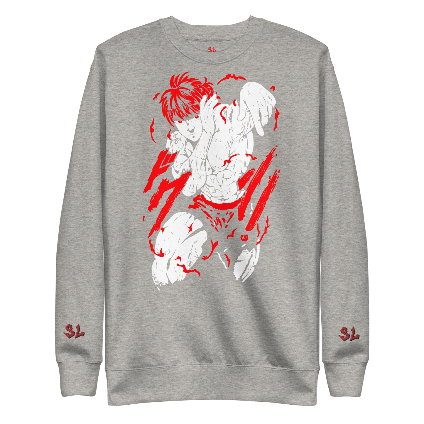 Premium Sweatshirt with Embroidery RED-LOGO | STAYLACRA Anime Collection 1