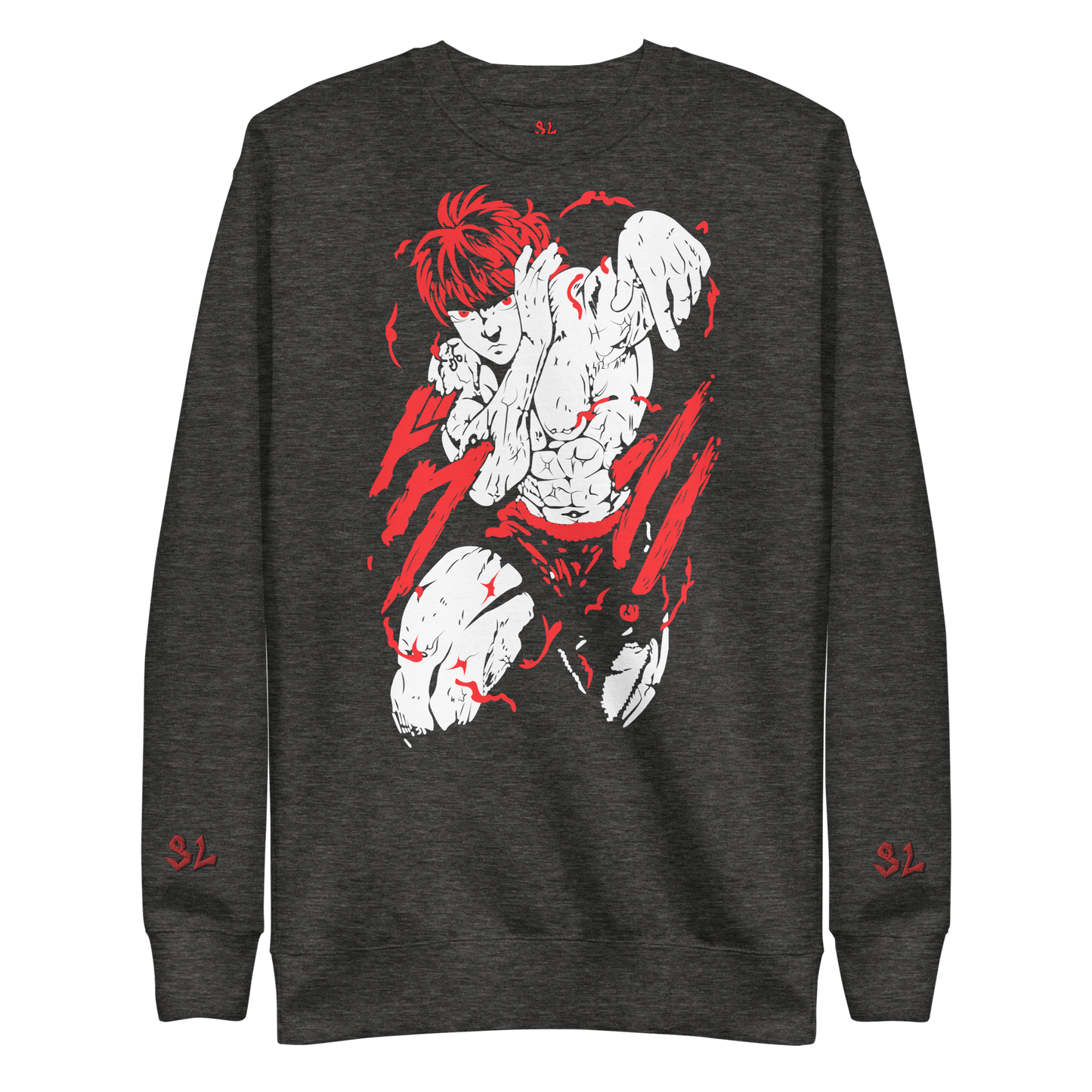 Premium Sweatshirt with Embroidery RED-LOGO | STAYLACRA Anime Collection 1