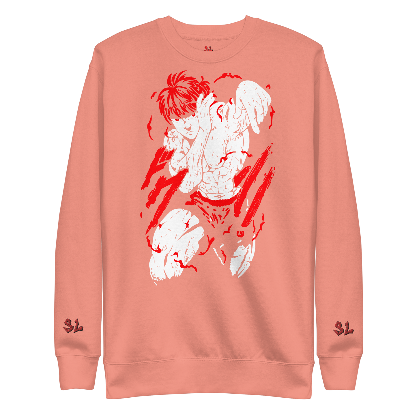 Premium Sweatshirt with Embroidery RED-LOGO | STAYLACRA Anime Collection 1
