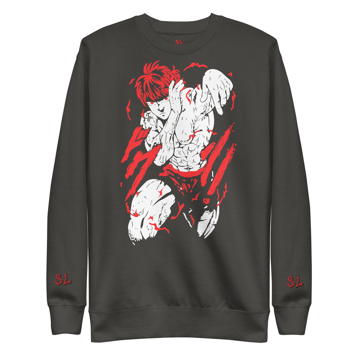 Premium Sweatshirt with Embroidery RED-LOGO | STAYLACRA Anime Collection 1