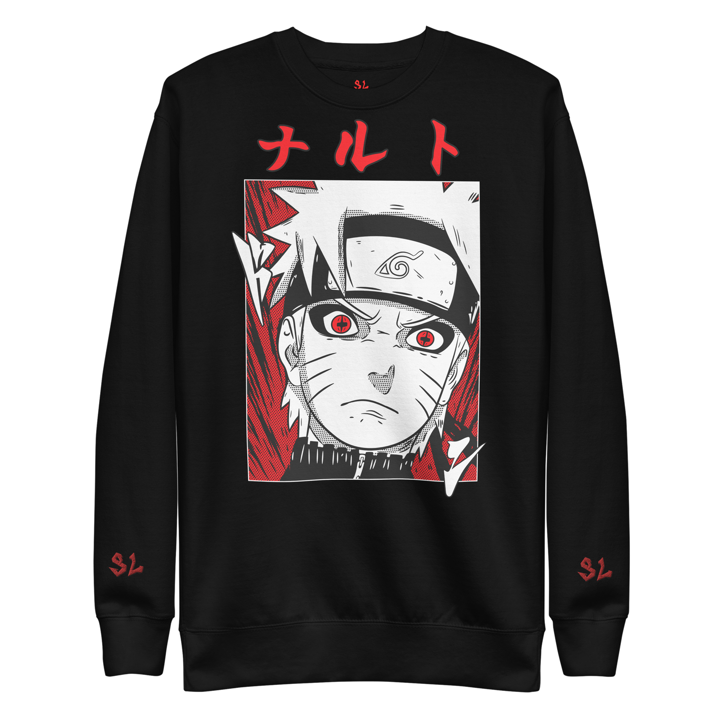 Premium Sweatshirt with Embroidery RED-LOGO | STAYLACRA Anime Collection 1