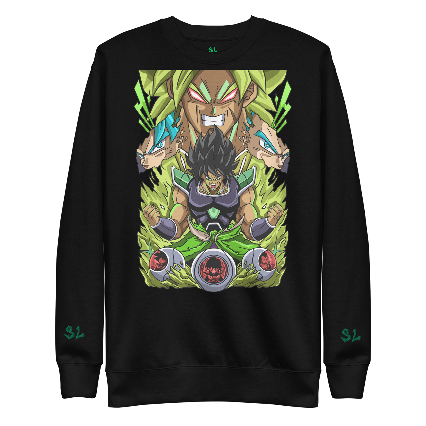 Premium Sweatshirt with Embroidery GREEN-LOGO | STAYLACRA Anime Collection 1