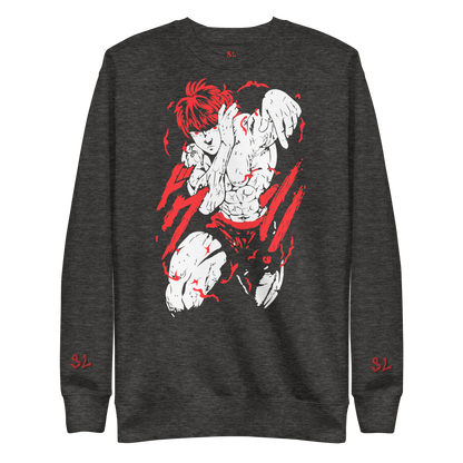 Premium Sweatshirt with Embroidery RED-LOGO | STAYLACRA Anime Collection 1
