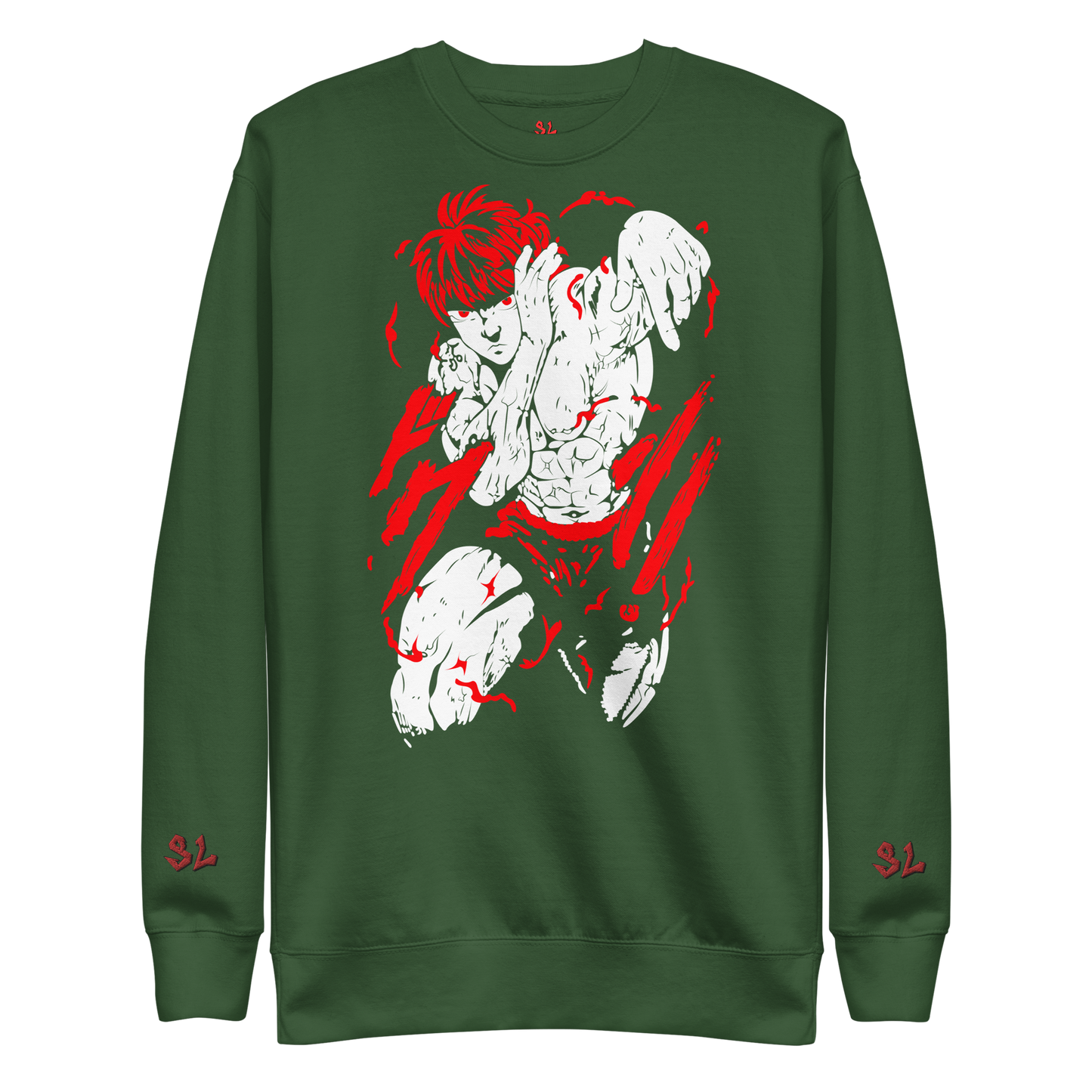 Premium Sweatshirt with Embroidery RED-LOGO | STAYLACRA Anime Collection 1