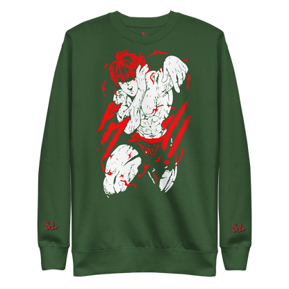 Premium Sweatshirt with Embroidery RED-LOGO | STAYLACRA Anime Collection 1