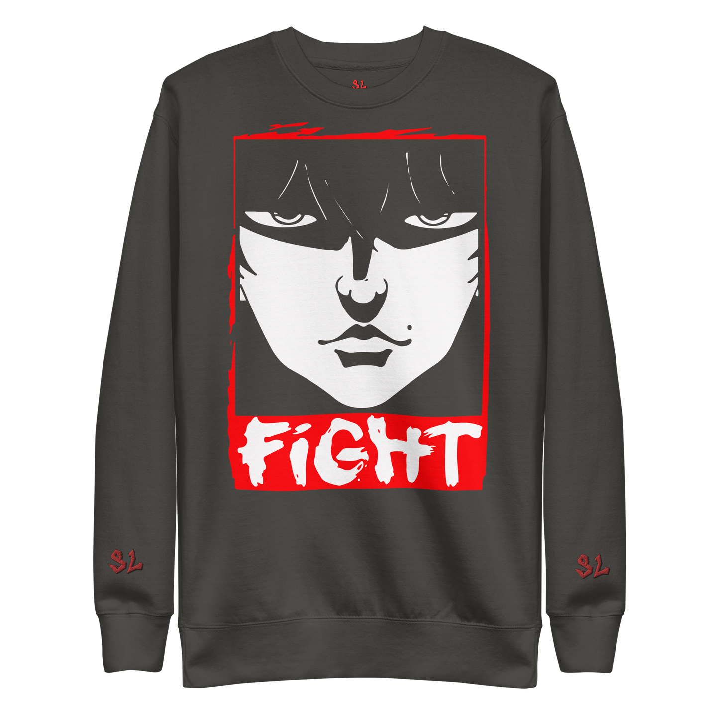 Premium Sweatshirt with Embroidery RED-LOGO | STAYLACRA Anime Collection 1